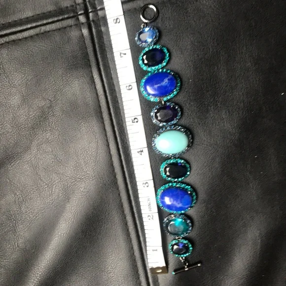 Carolee Lux turquoise/deep blue/purple crystals & stones bracelet. Bracelets